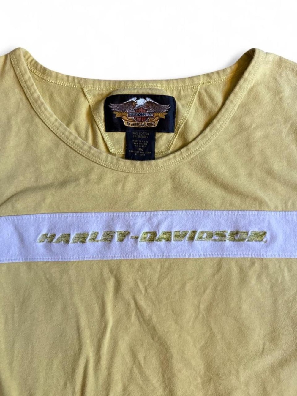 Vintage Harley-Davidson Yellow Tank with White Chest Stripe - Picture 2 of 5
